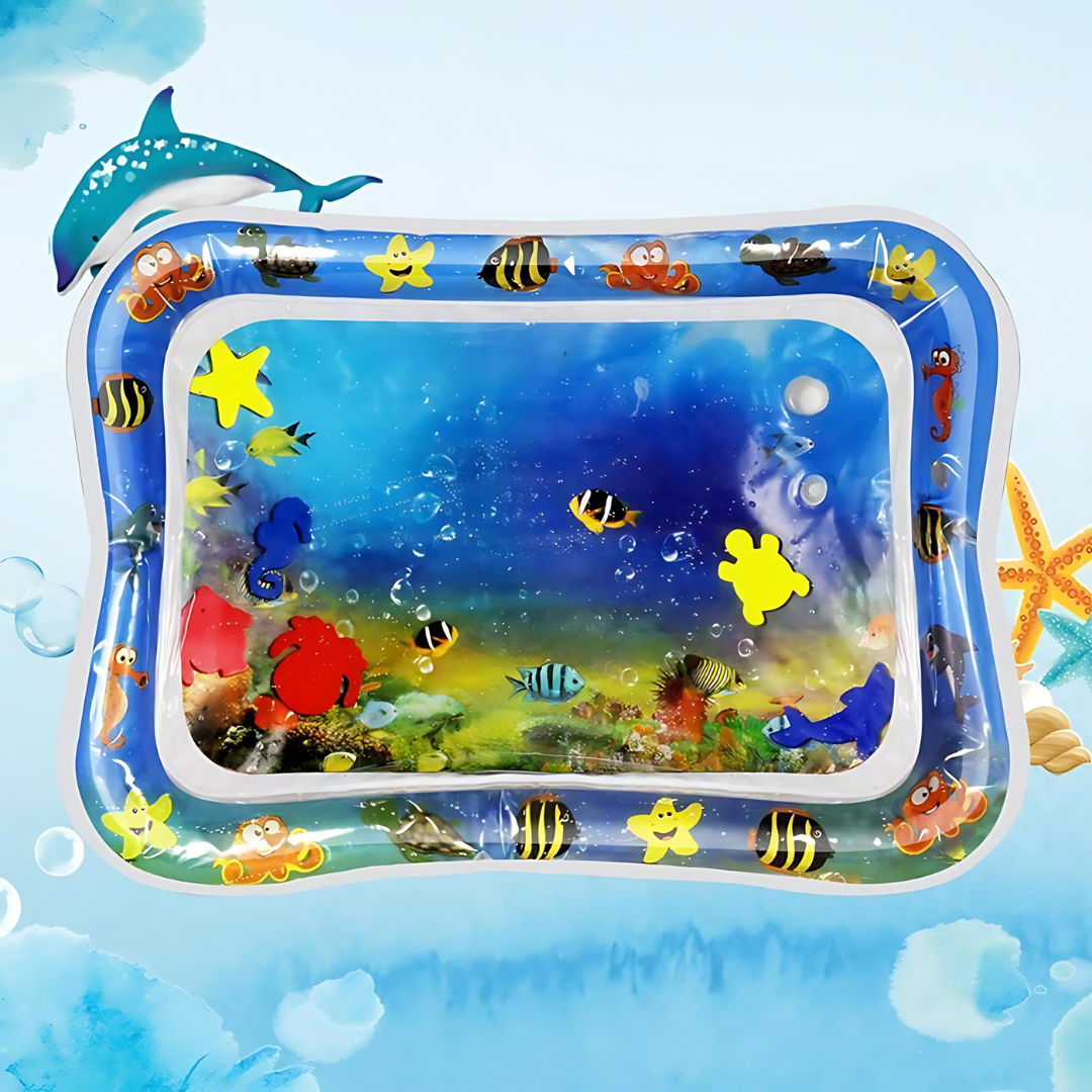 Inflatable baby water play tummy time mat