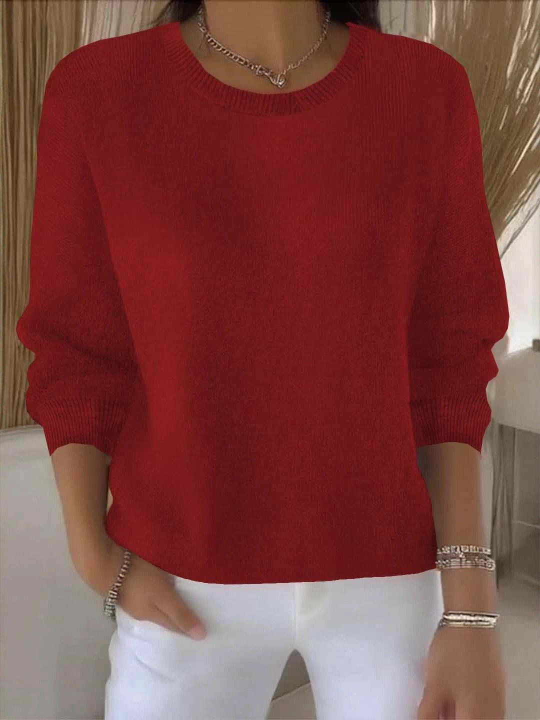 Women's cotton-blend knit sweater