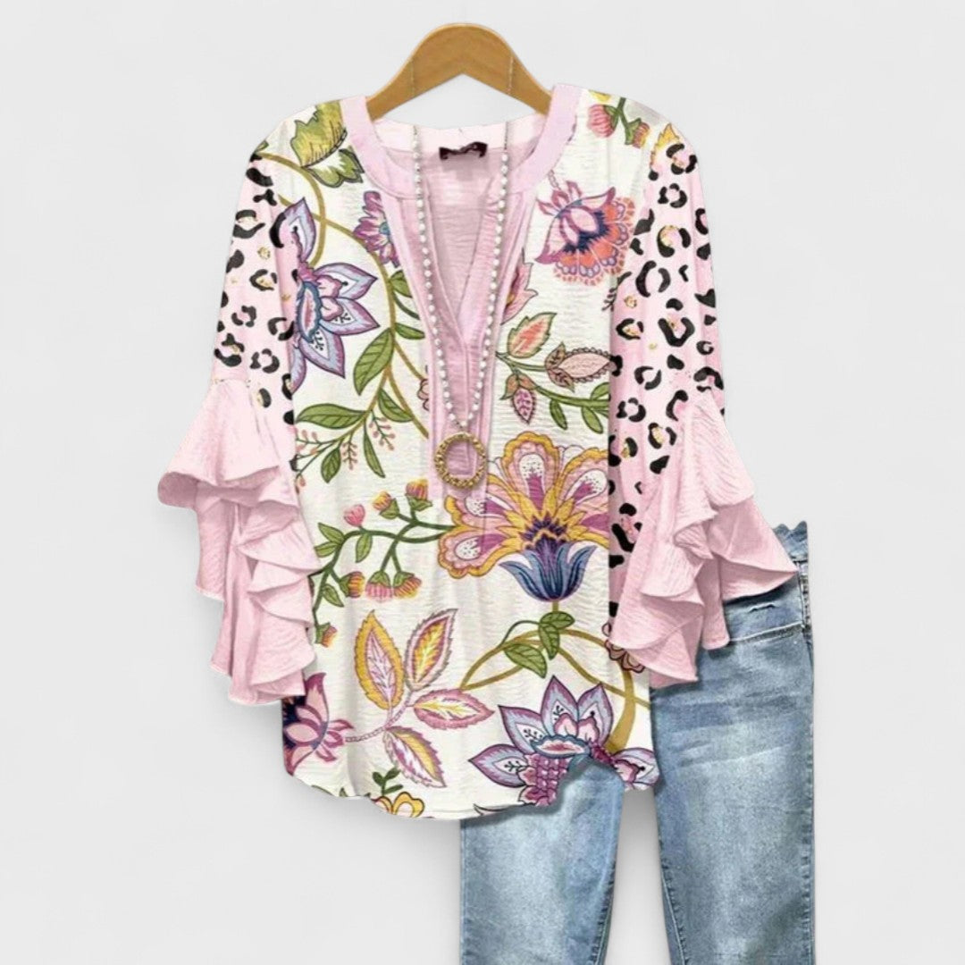 Women's ruffle-sleeve blouse colour option