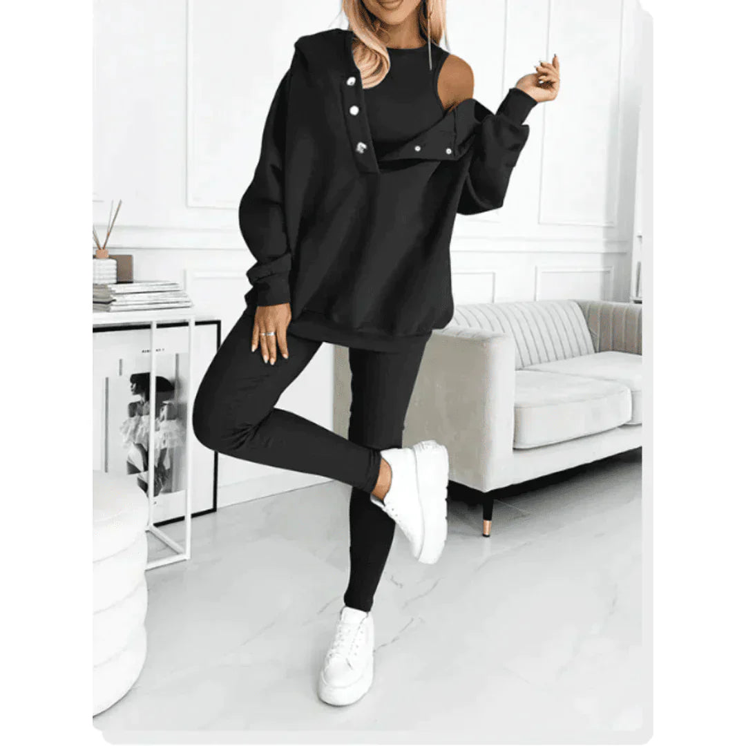 Women's three-piece cotton loungewear set