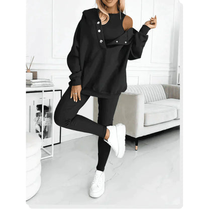 Women's three-piece cotton loungewear set