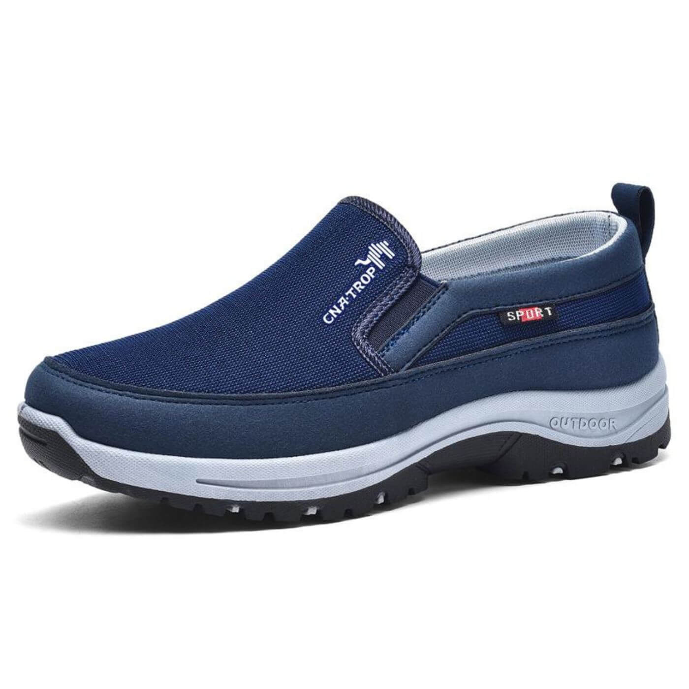 Orthopaedic textile slip-on comfort shoes with anatomical footbed