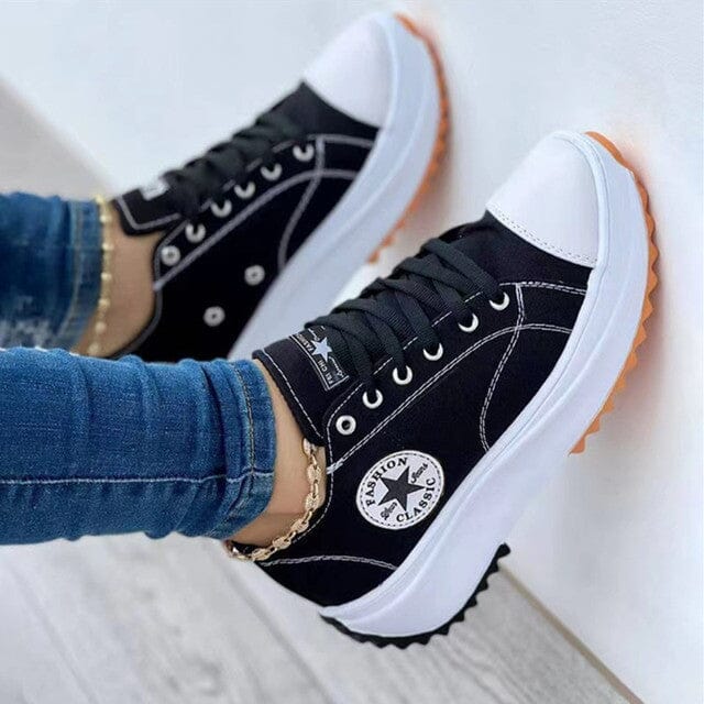 Orthopaedic Canvas Trainers for Women, Cushioned Comfort Sneakers with Arch Support