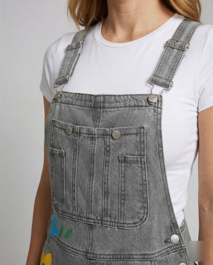 Women's Denim Dungarees – Sleeveless Overall Jumpsuit
