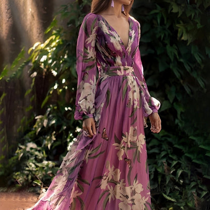 Women's long-sleeve floral maxi dress