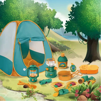 Kids camping play set with tent and accessories