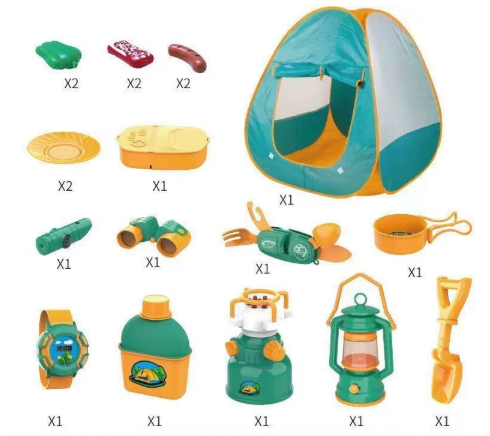 Kids camping play set with tent and accessories