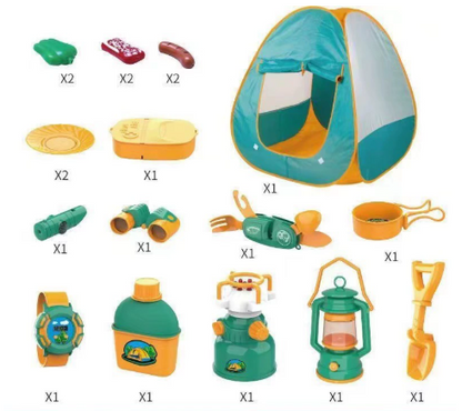 Kids camping play set with tent and accessories