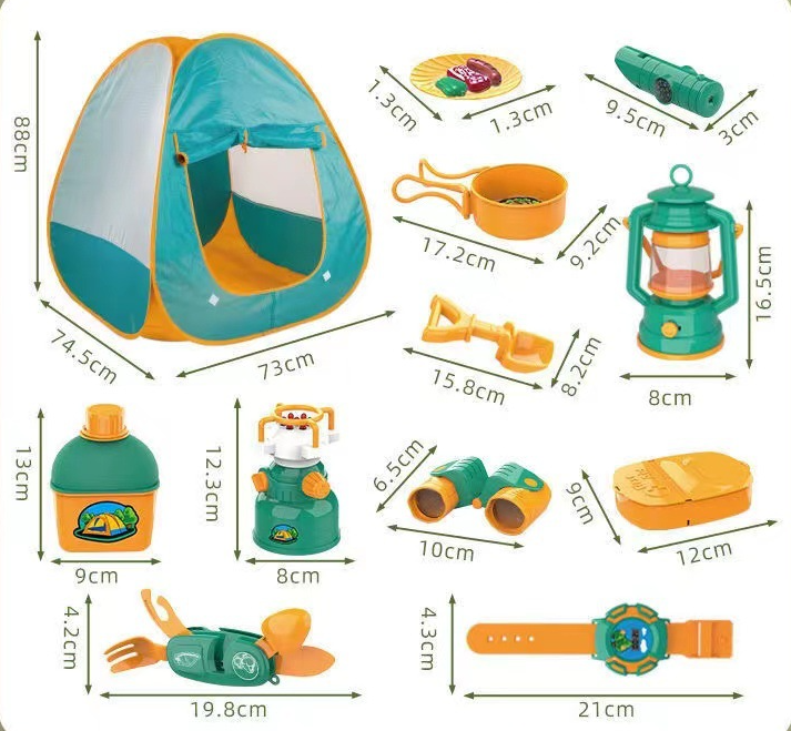 Kids camping play set with tent and accessories