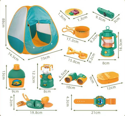 Kids camping play set with tent and accessories