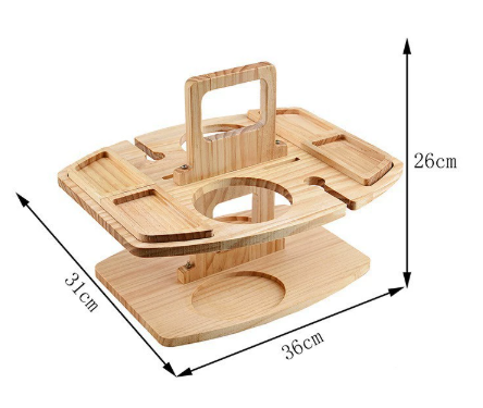 Oak Picnic Wine Table – Compact Portable Outdoor Wine Holder