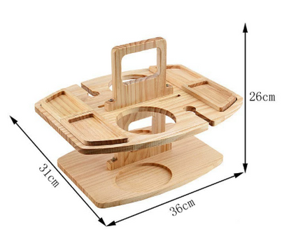 Oak Picnic Wine Table – Compact Portable Outdoor Wine Holder