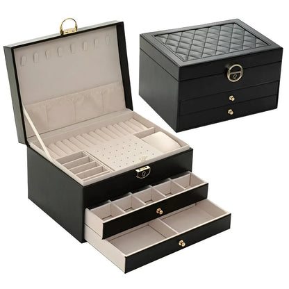 Multi-Layer Jewellery Box – Stylish Faux Leather Organiser