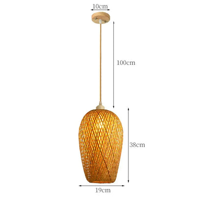 Woven Rattan Pendant Light – 3-Shade Boho Ceiling Light
