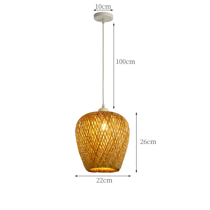 Woven Rattan Pendant Light – 3-Shade Boho Ceiling Light