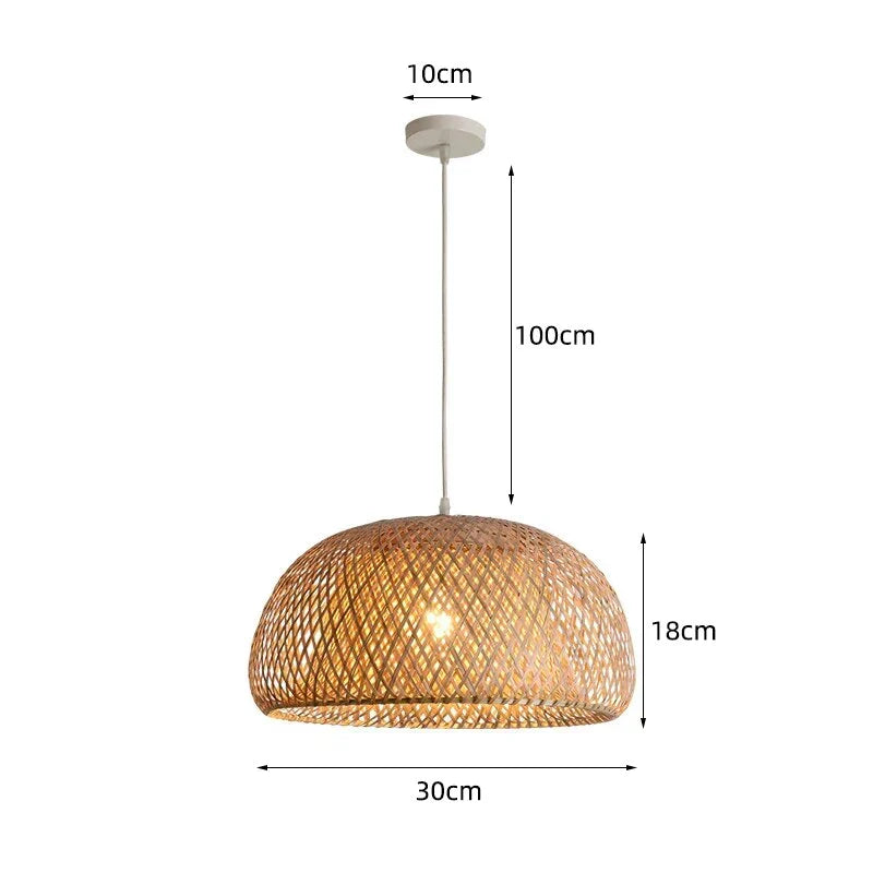 Woven Rattan Pendant Light – 3-Shade Boho Ceiling Light