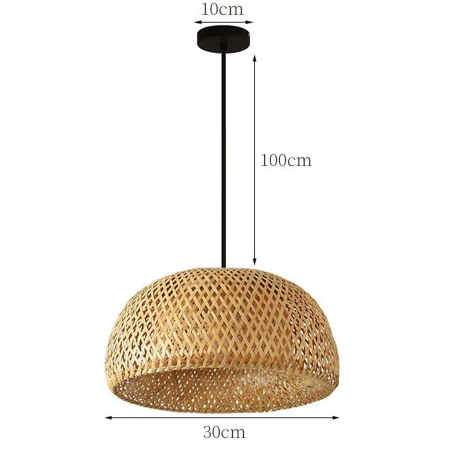 Woven Rattan Pendant Light – 3-Shade Boho Ceiling Light