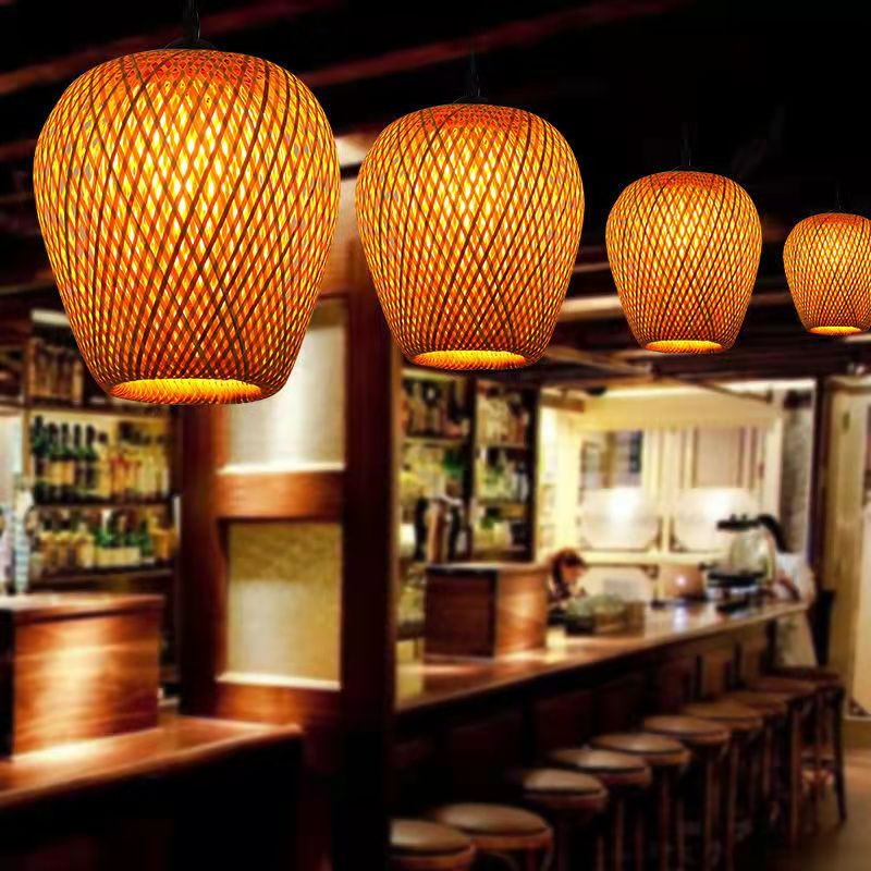 Woven Rattan Pendant Light – 3-Shade Boho Ceiling Light