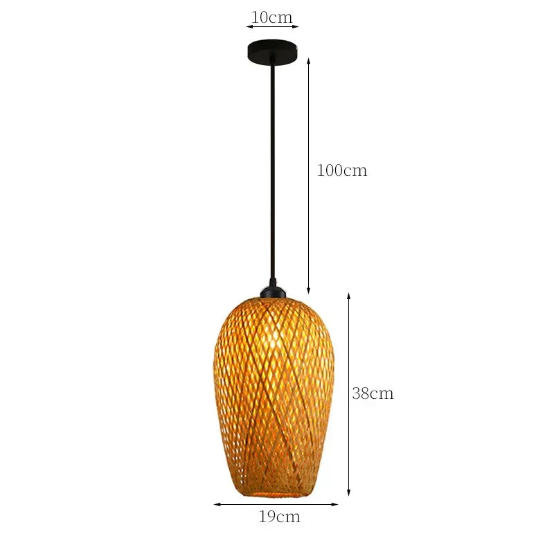 Woven Rattan Pendant Light – 3-Shade Boho Ceiling Light