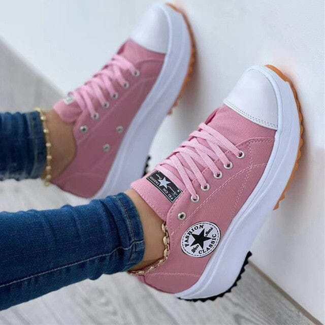 Orthopaedic Canvas Trainers for Women, Cushioned Comfort Sneakers with Arch Support
