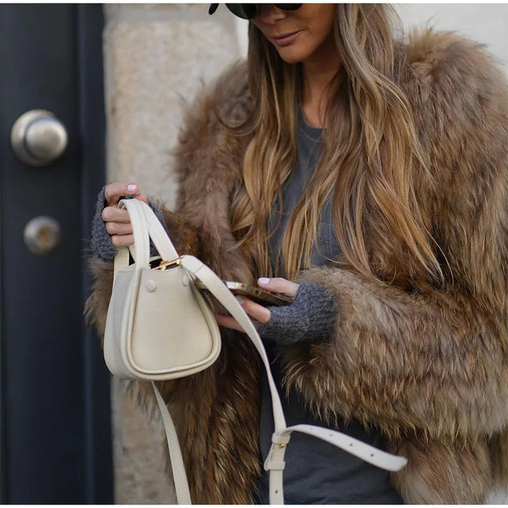 Women's soft faux-fur winter coat