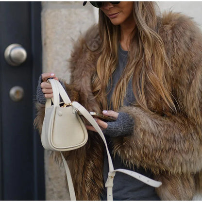 Women's soft faux-fur winter coat