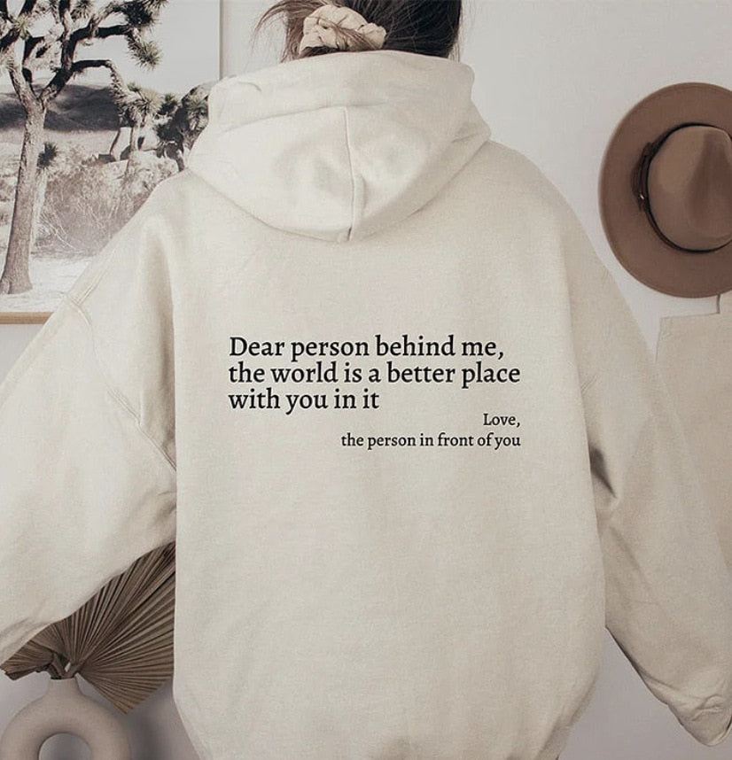 Unisex slogan hooded sweatshirt with a love-themed print