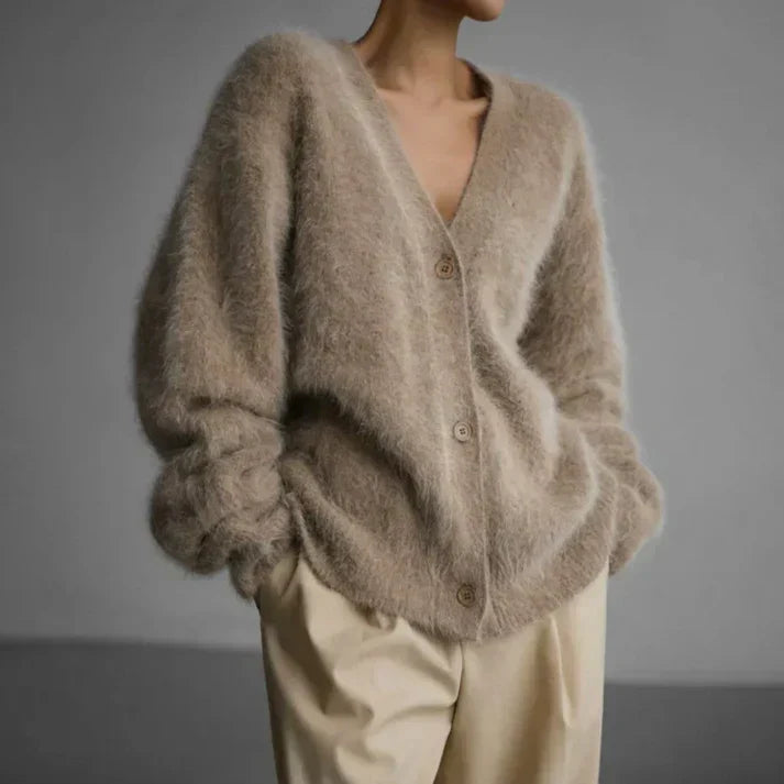 Women's cashmere open cardigan - front