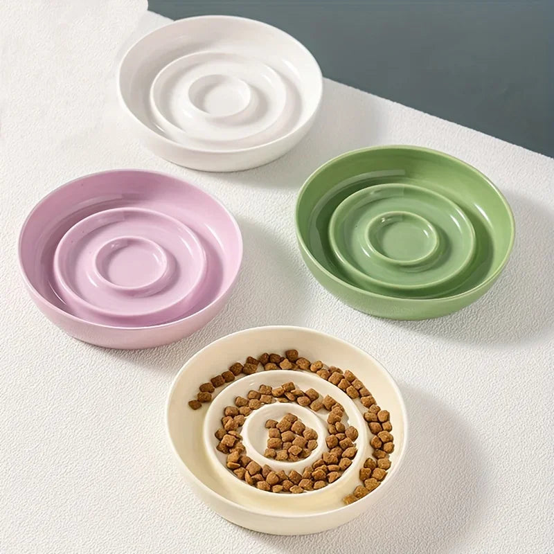Ceramic slow feeder anti-gulp pet bowl