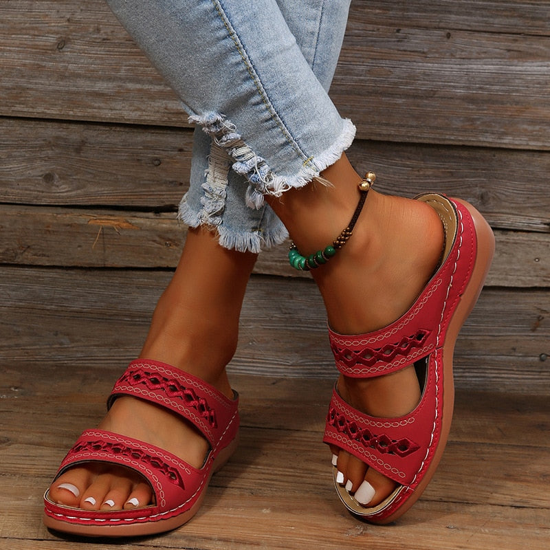 Cushioned Orthopaedic Sandals for Women, Padded Vegan Leather Comfort Sandals
