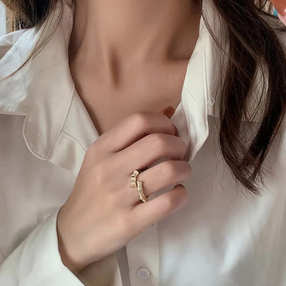 Adjustable Opal Ring with Gold-Tone Finish