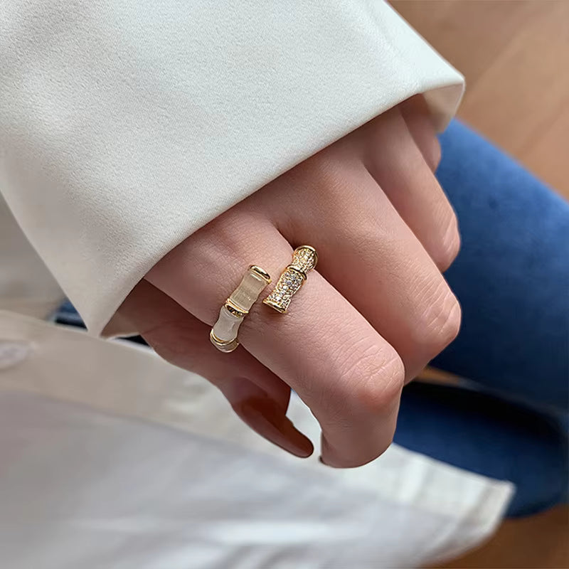 Adjustable Opal Ring with Gold-Tone Finish