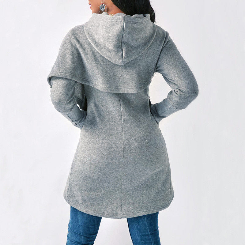 Women's asymmetric soft hooded sweatshirt