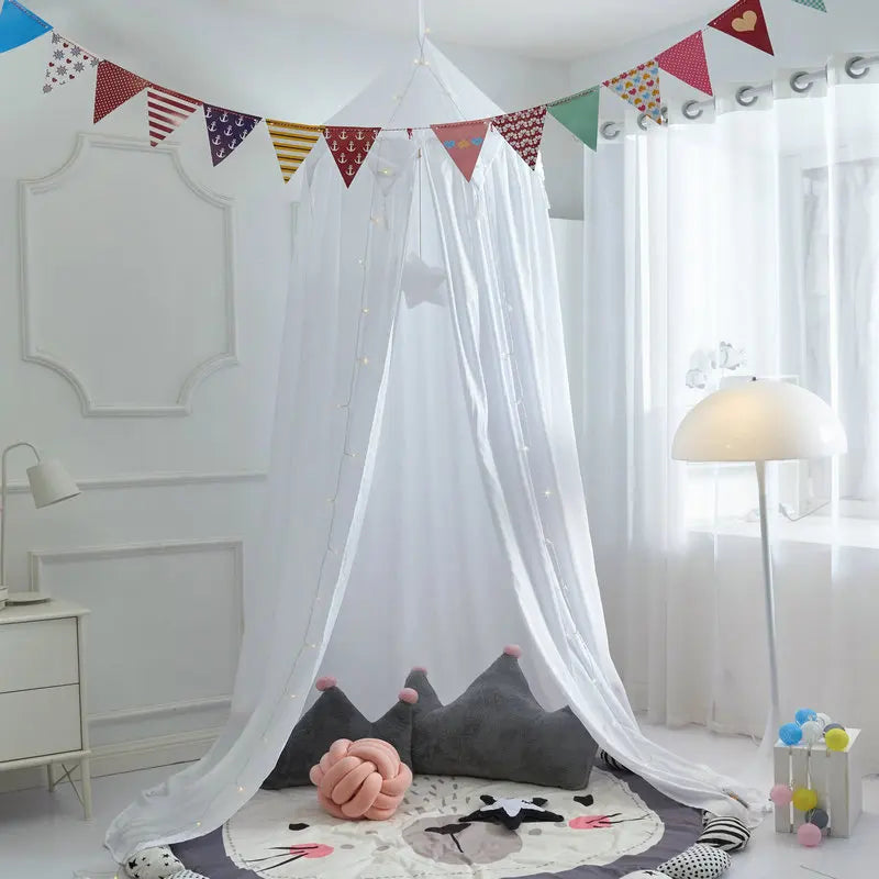 Kids bed canopy with ruffles ceiling-mounted bed net