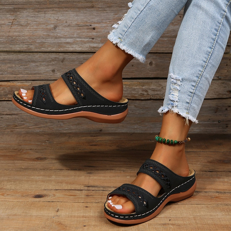 Cushioned Orthopaedic Sandals for Women, Padded Vegan Leather Comfort Sandals