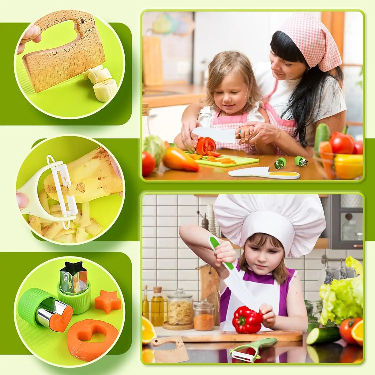 Kids toy kitchen play set with pretend cooking utensils