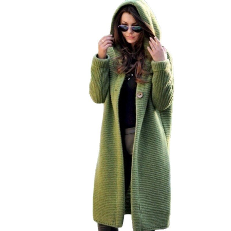 Women's hooded cotton-blend knit cardigan