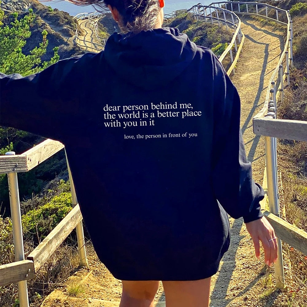 Unisex slogan hooded sweatshirt with a love-themed print