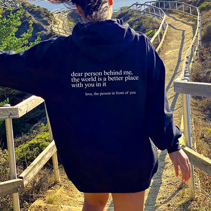 Unisex slogan hooded sweatshirt with a love-themed print