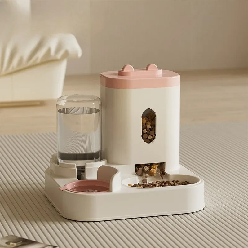 Automatic pet feeder and water station dispenser