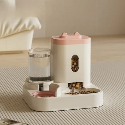 Automatic pet feeder and water station dispenser