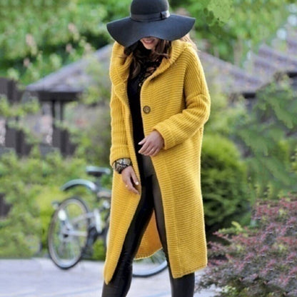 Women's hooded cotton-blend knit cardigan