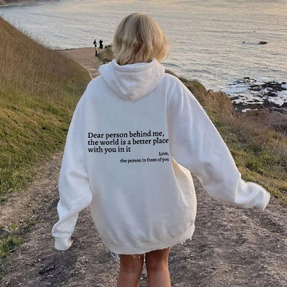 Unisex slogan hooded sweatshirt with a love-themed print