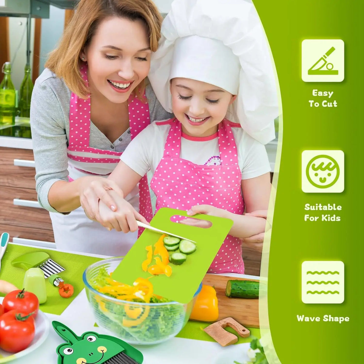 Kids toy kitchen play set with pretend cooking utensils