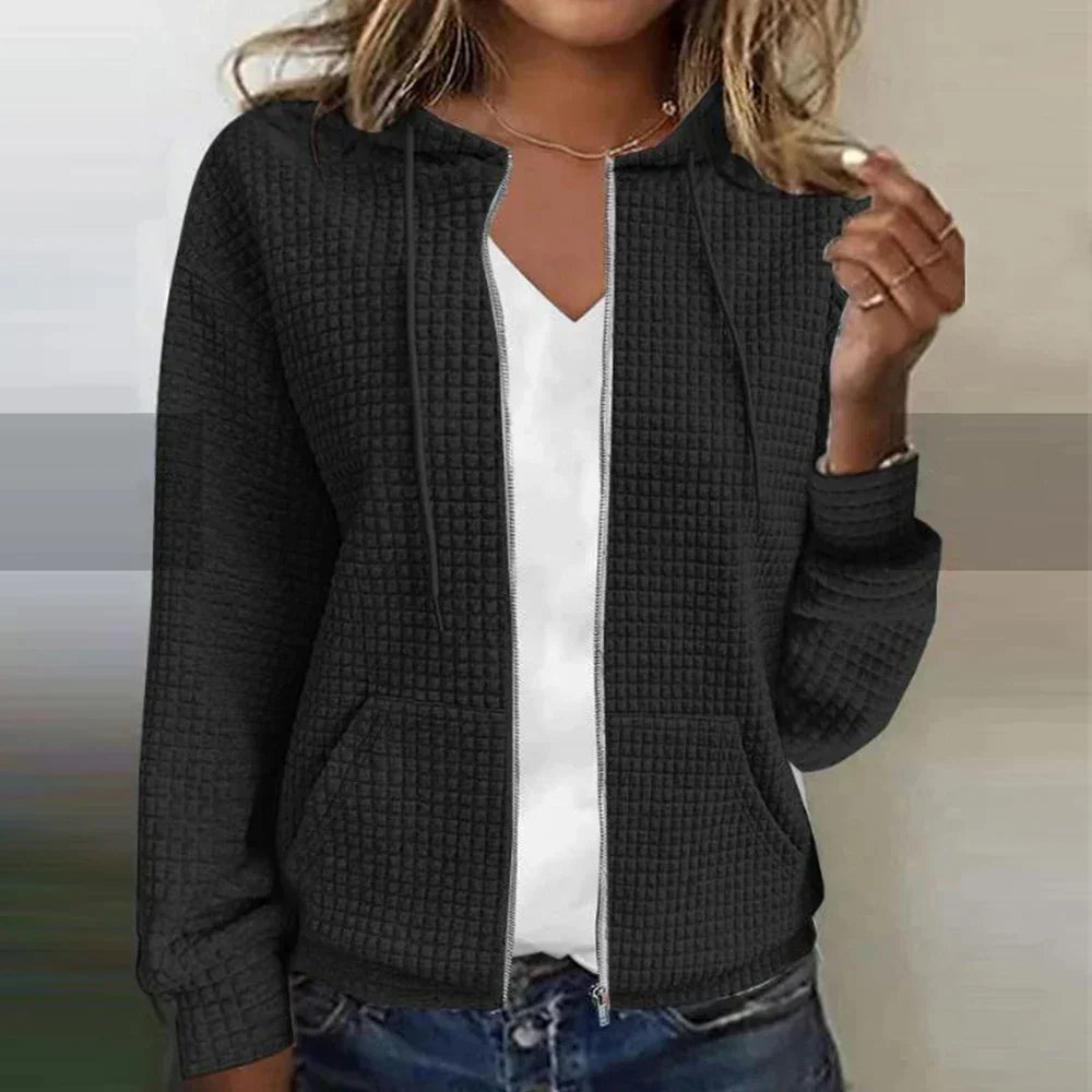 Women's checked water-repellent padded jacket - front