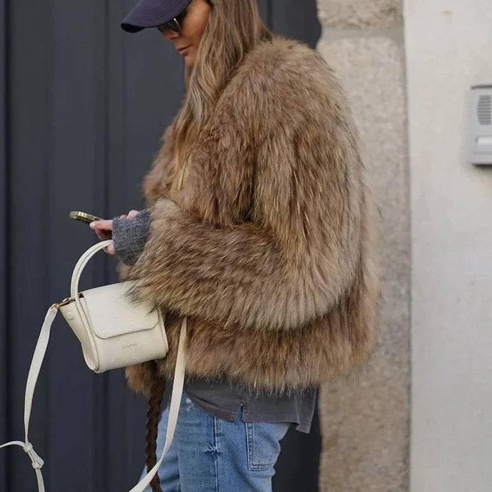 Women's statement faux-fur coat