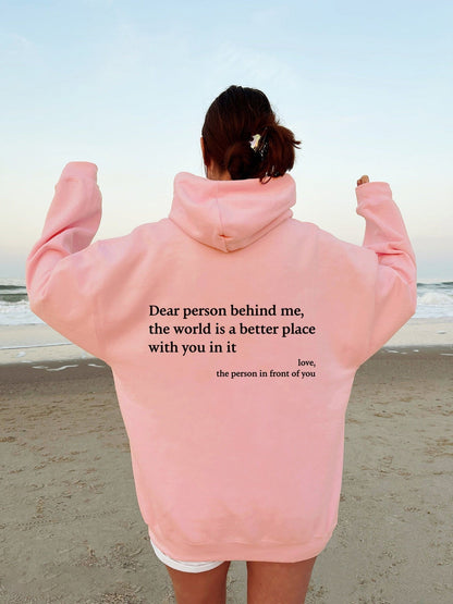 Unisex slogan hooded sweatshirt with a love-themed print