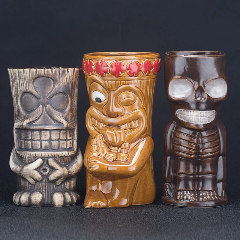 Handmade Ceramic Cocktail Mugs – Novelty Tiki Cups for Parties