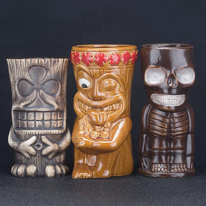 Handmade Ceramic Cocktail Mugs – Novelty Tiki Cups for Parties