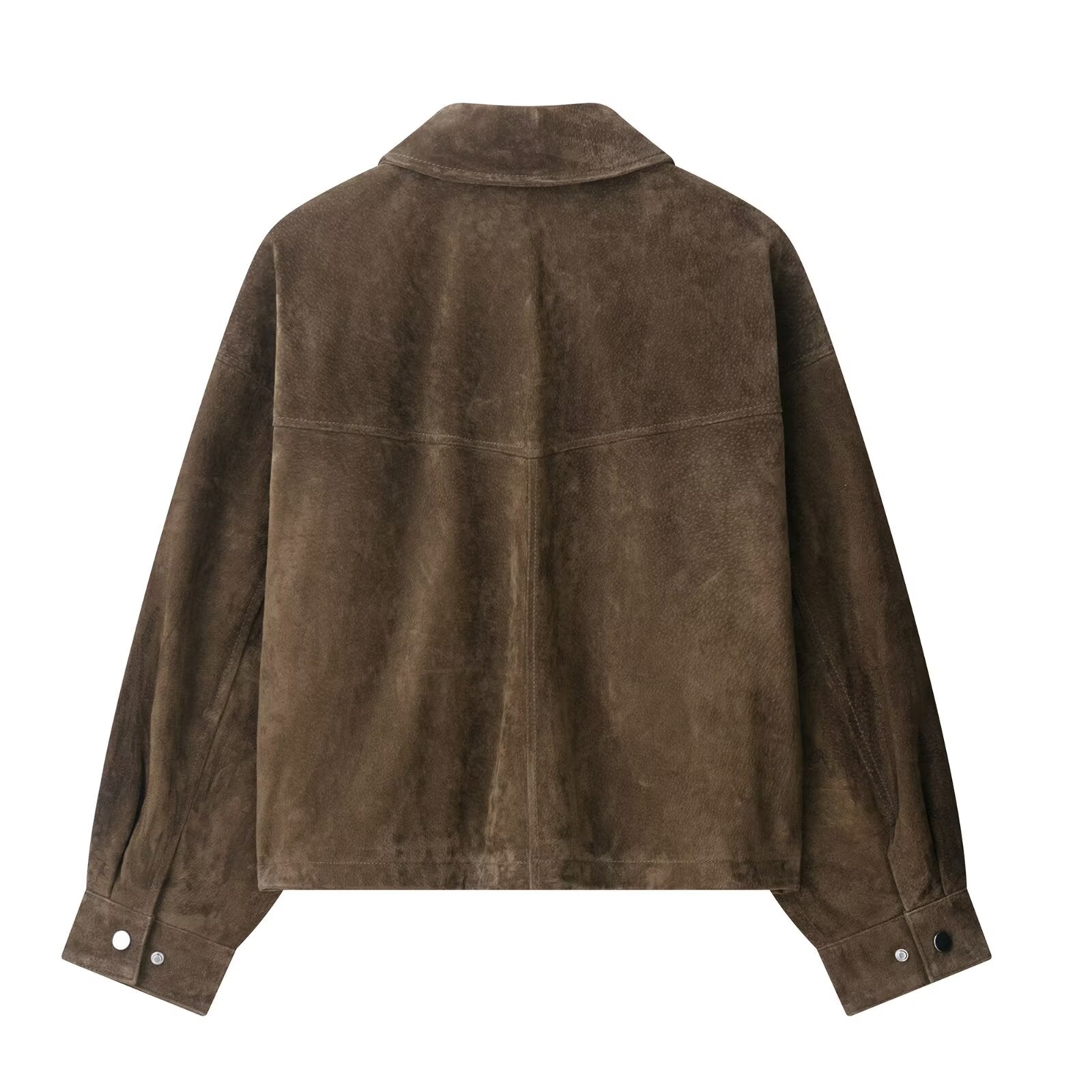Women Vintage Lapel Coat Long Sleeve Zipper Jacket With Pockets
